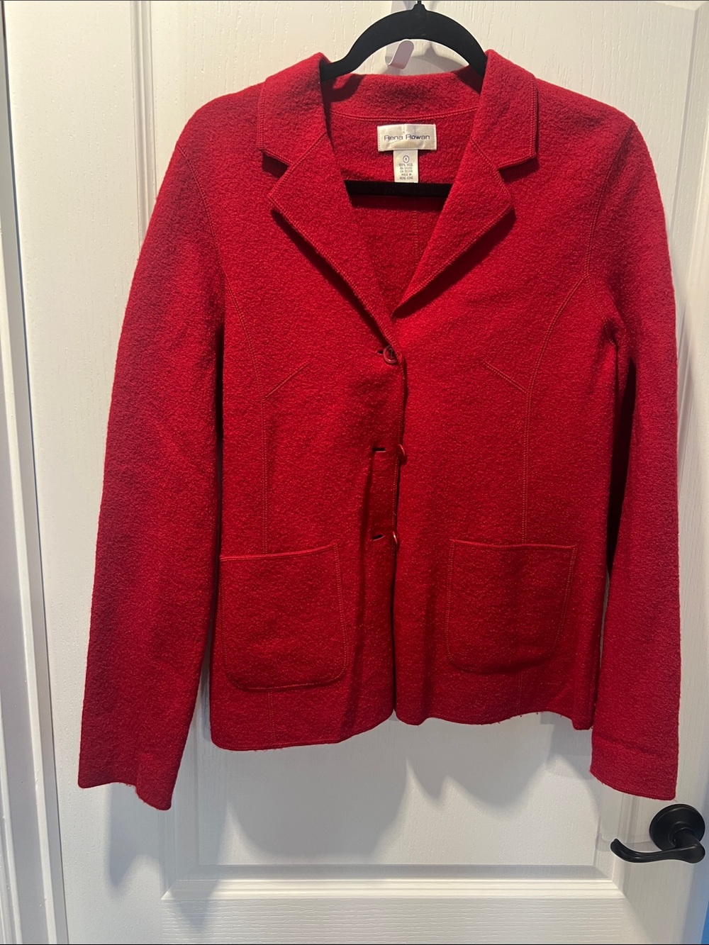 Rena Rowan Red Textured Notch-Collar Blazer